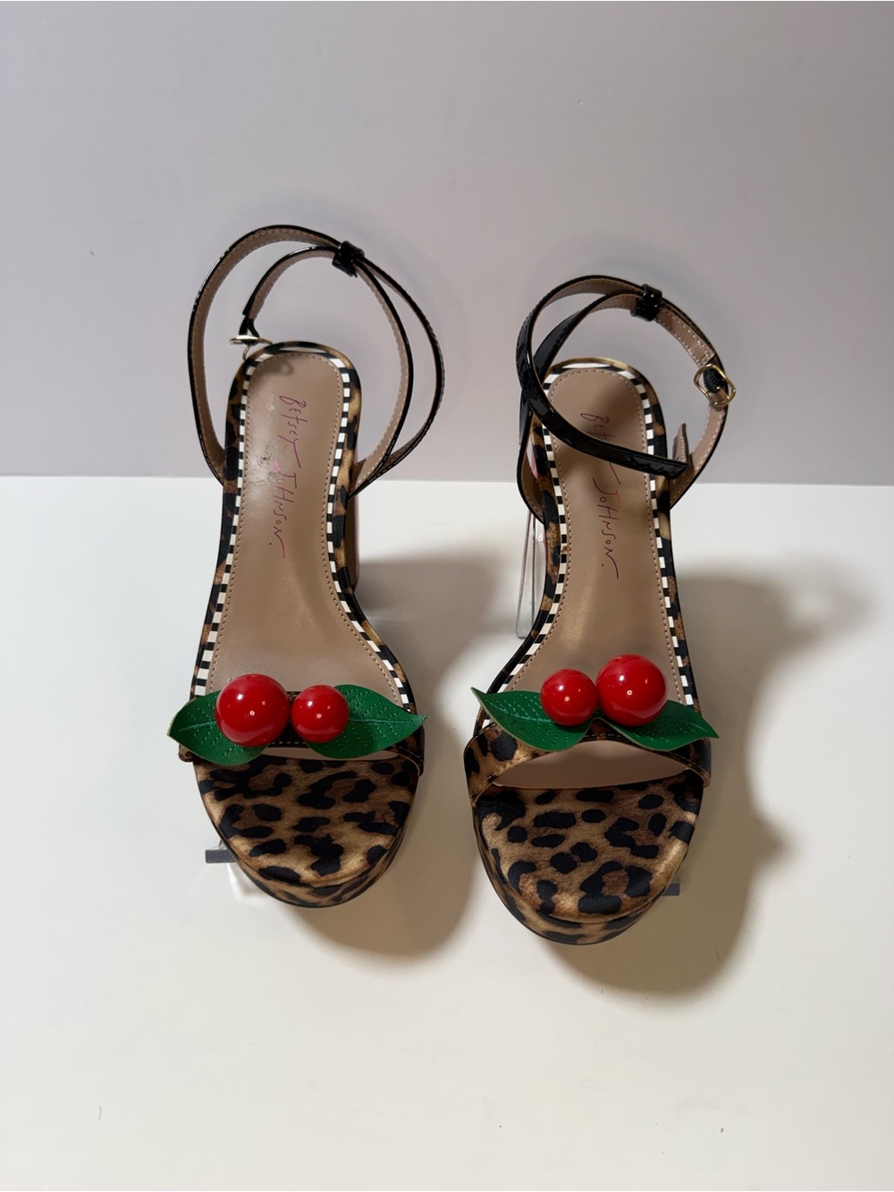 Betsey Johnson Leopard Platform Sandals with Red Cherry Accents - NWT - Picture 4 of 9